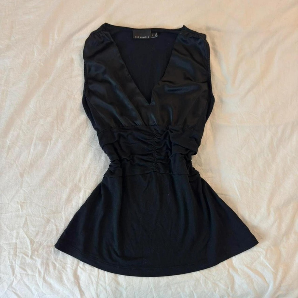Black Y2K tank with ruched details